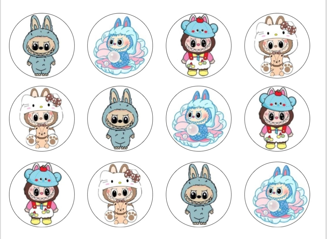 24 Labubu cupcake toppers