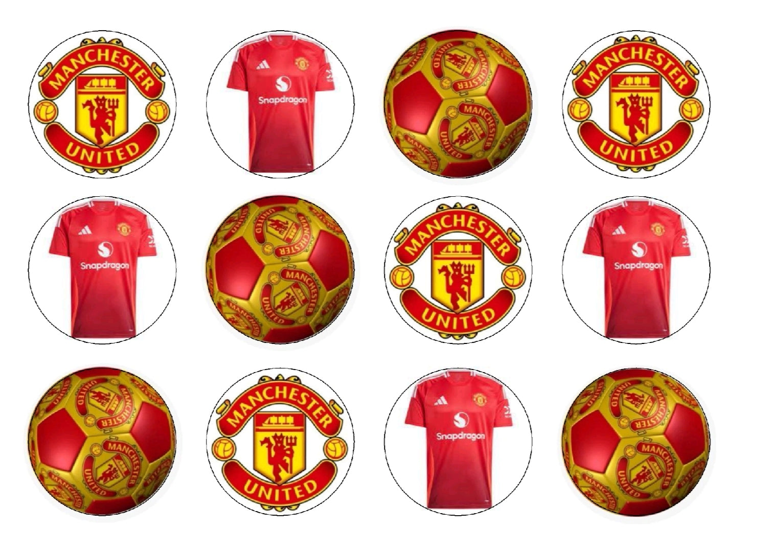 24 Edible Manchester United cupcake toppers