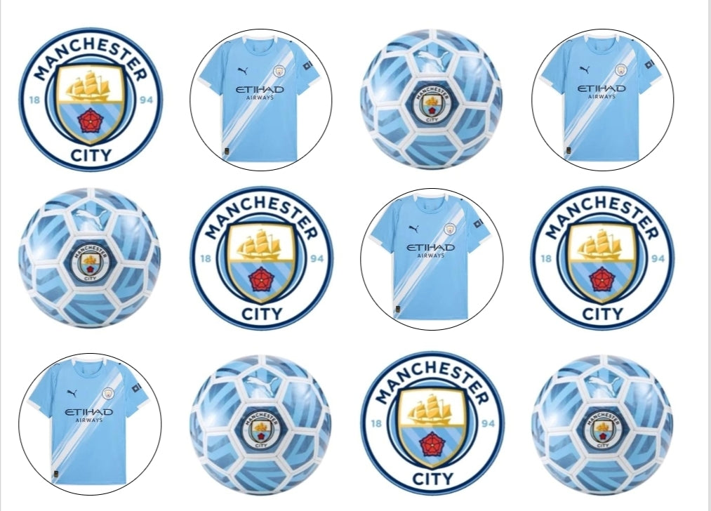 24 Manchester city cupcake toppers