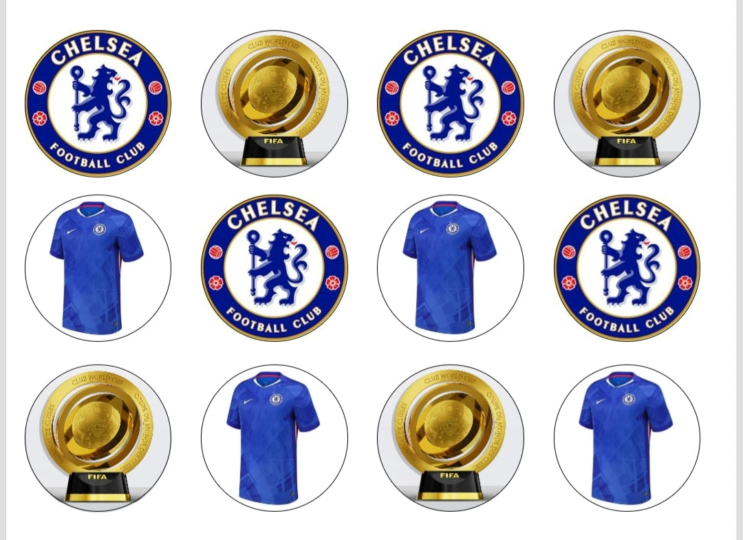 24 Chelsea club world cup winners cupcake toppers